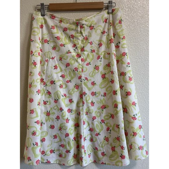 VTG Y2K Fashion Bug White Pink Floral A-Line Mini Skirt Size 10 Stretch Cottage - Picture 2 of 8